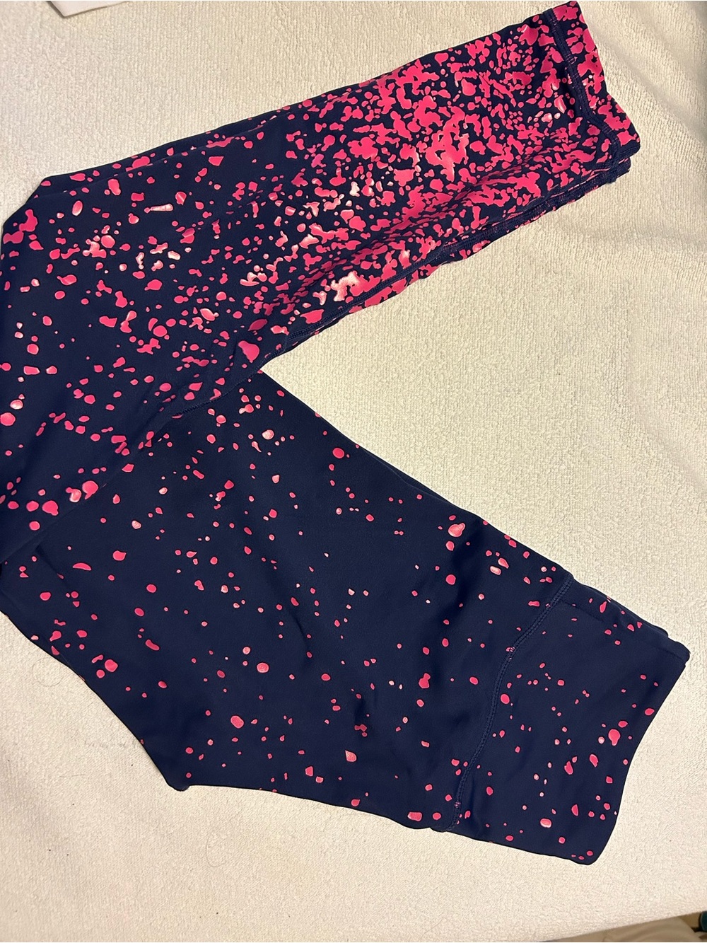 Womens Navy Leggings with Pink Splash Print
